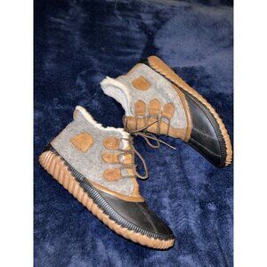 SOREL Winter Snow Boots Out 'N About Plus Felt Brown Round NL3150-052